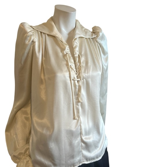 Climax by David Howard Women Cream Blouse Size S/M - Picture 7 of 11